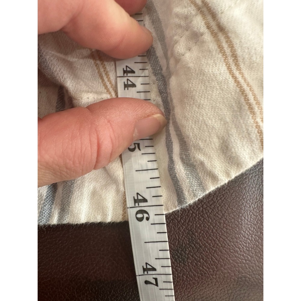 Madewell Striped Linen Blend Button Strap Midi Dress White Blue Tan Large - Picture 7 of 10